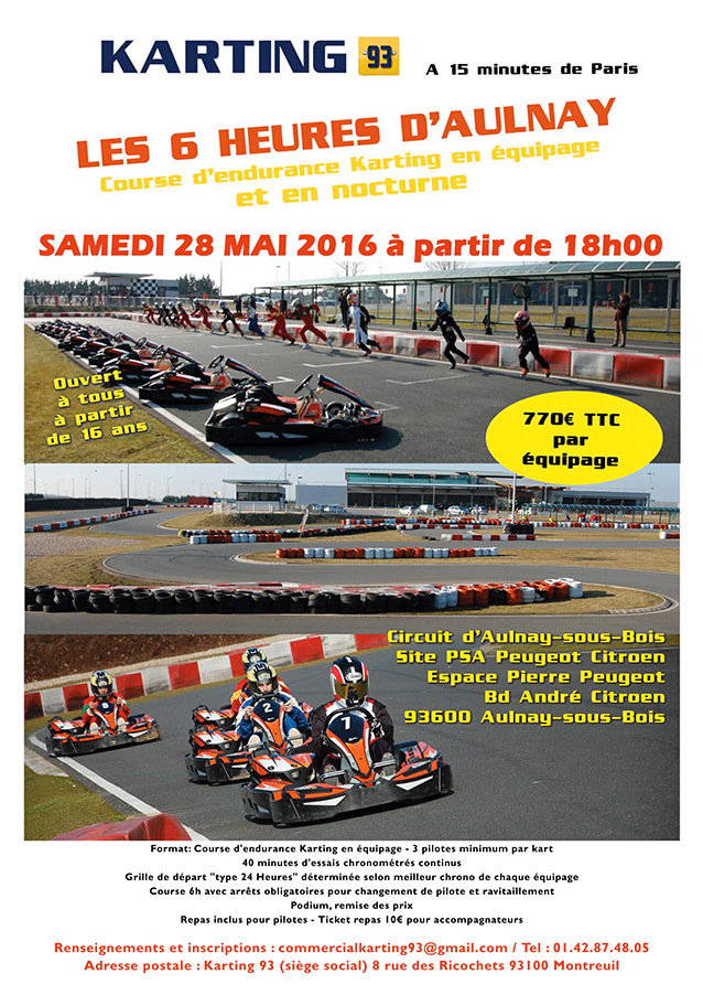 Endurance loisir: 6 heures d’Aulnay le 28 mai 2016