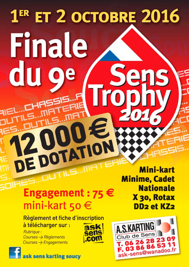 Finale du Sens Trophy à Soucy les 1er et 2 octobre: une belle dotation annoncée