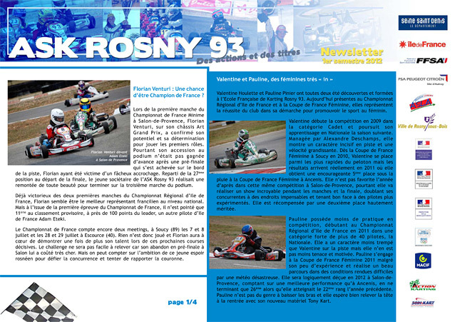 ASK Rosny 93: la newsletter du 1er semestre 2012