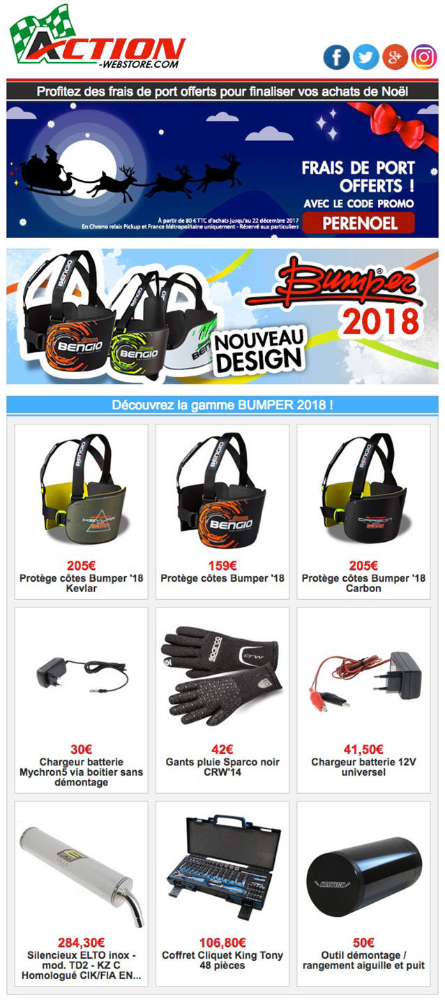 Profitez des frais de port offerts pour finaliser Noël avec Action Karting