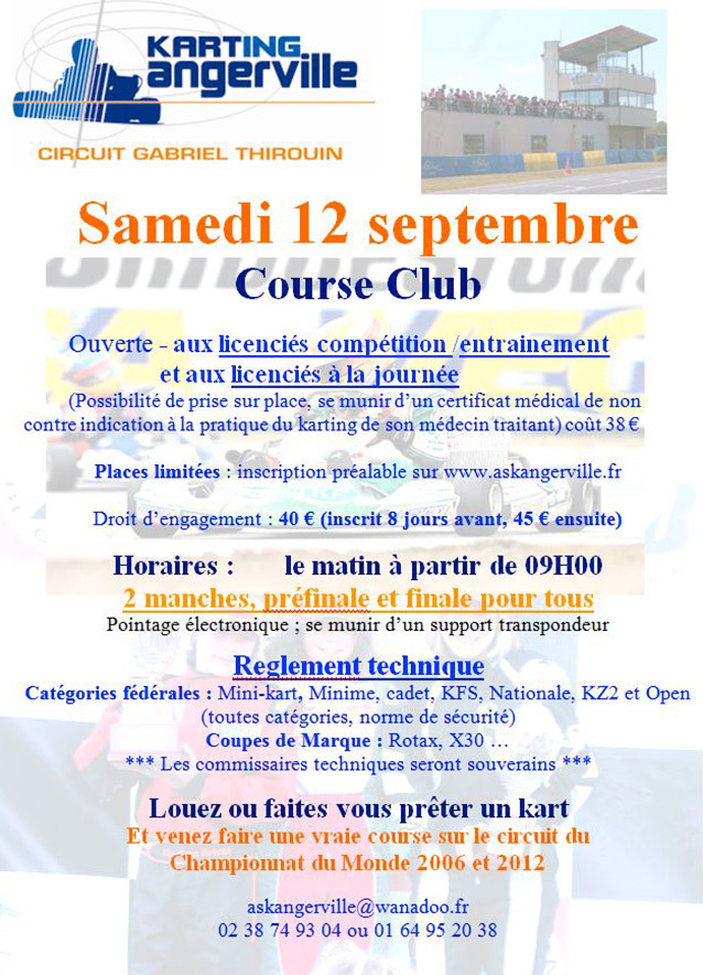 Course Club à Angerville ce week-end