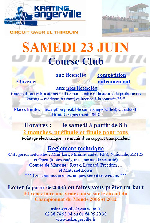 Course Club à Angerville samedi 23 juin