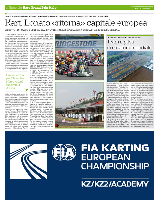 La promotion pour le Karting continue en Italie