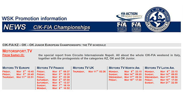 Sarno CIK-FIA sul Motorsport.tv