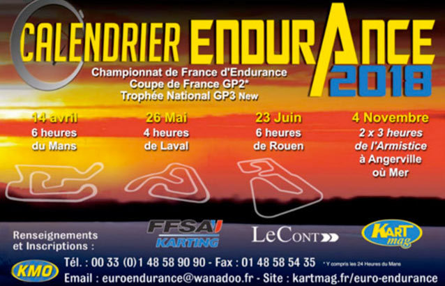 Calendrier Championnat de France d’Endurance 2018