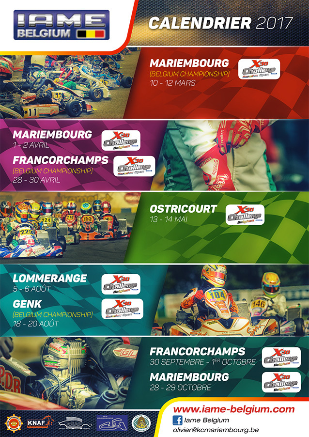 Calendrier IAME Belgium 2017