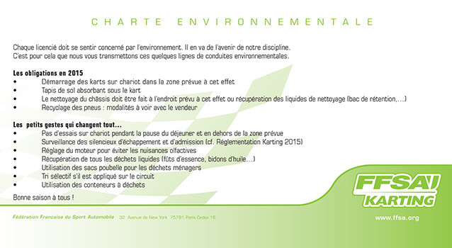 Charte environnementale FFSA pour le Karting