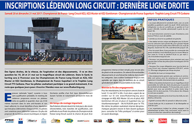 Dernière ligne droite pour les inscriptions à Lédenon en Long Circuit