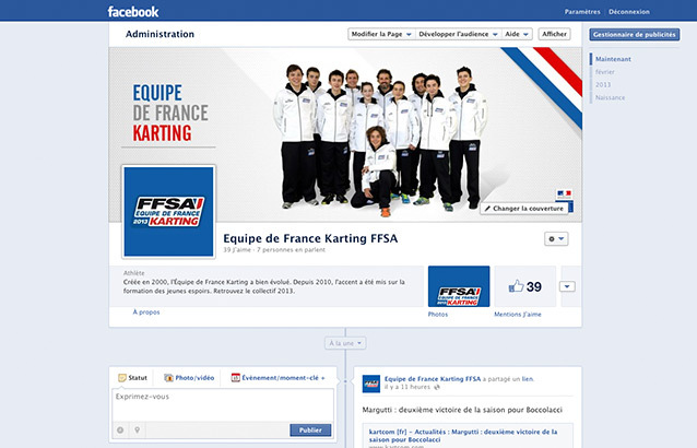 L’Equipe de France FFSA Karting sur Facebook