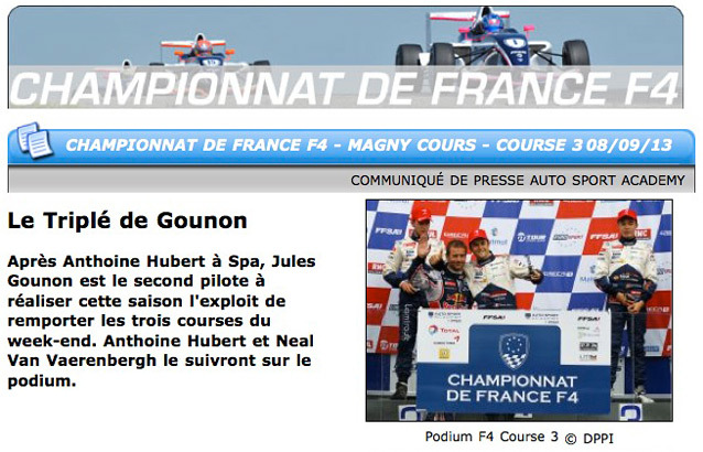 F4 Magny-Cours: le Triplé de Gounon