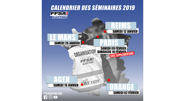 Calendrier des séminaires de formation karting 2019