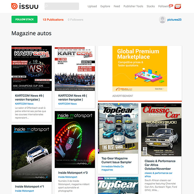 Kartcom News bem posicionada entre as Revistas de Desporto Automóvel em Issuu