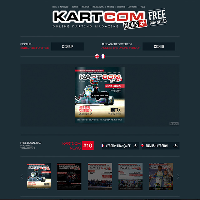 Site internet pour le mensuel numérique international gratuit Kartcom News