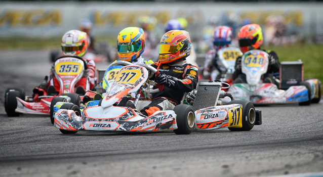 Maini leads the heats in KF-Junior on Saturday night at Sarno