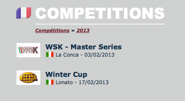 Listes des engagés WSK Master Series et Winter Cup 2013