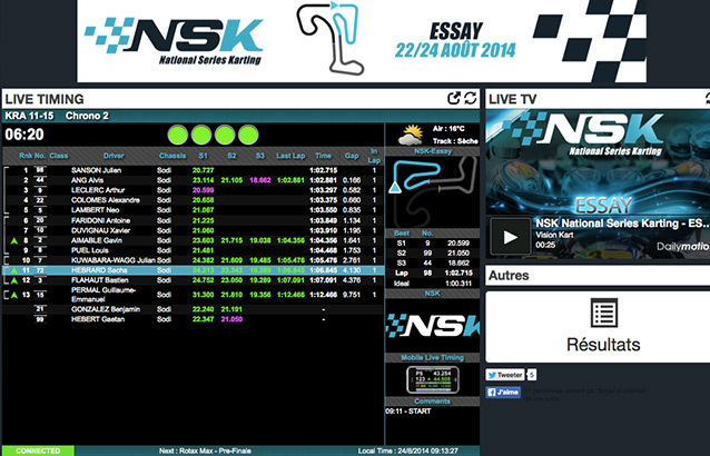 Live-timing NSK opérationnel à Essay