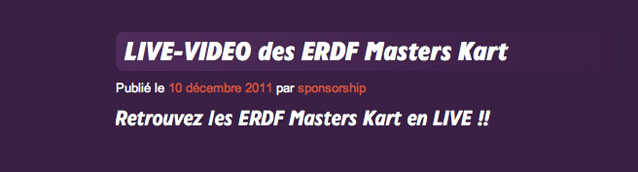 ERDF Masters Kart Live Vidéo