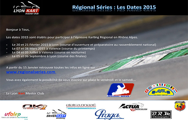 Régional Series 2015: le calendrier