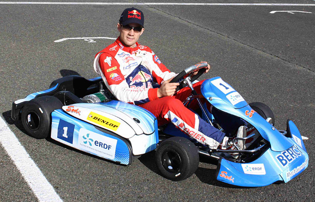 Sébastien Ogier essaie le Sodi STX, kart officiel des ERDF Masters Kart