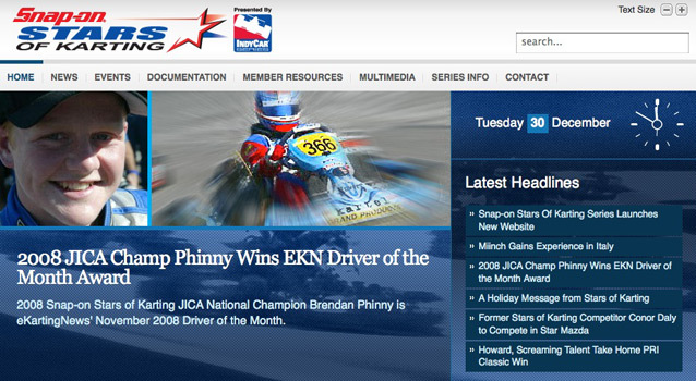 Nouveau site web pour le Snap-on Stars ok Karting