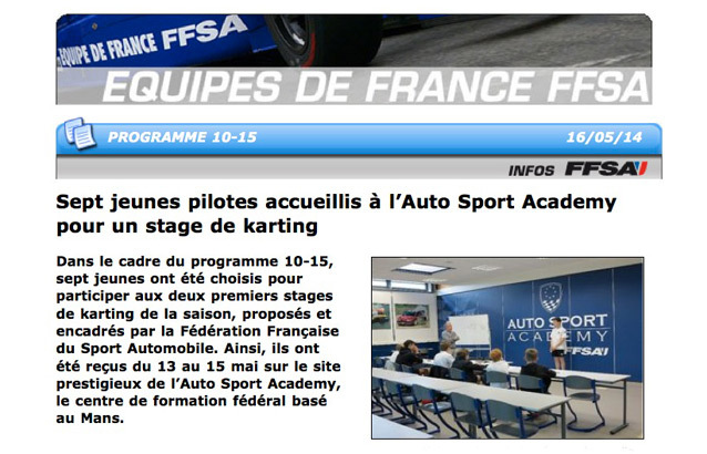 Sept jeunes pilotes en stage à l’Auto Sport Academy