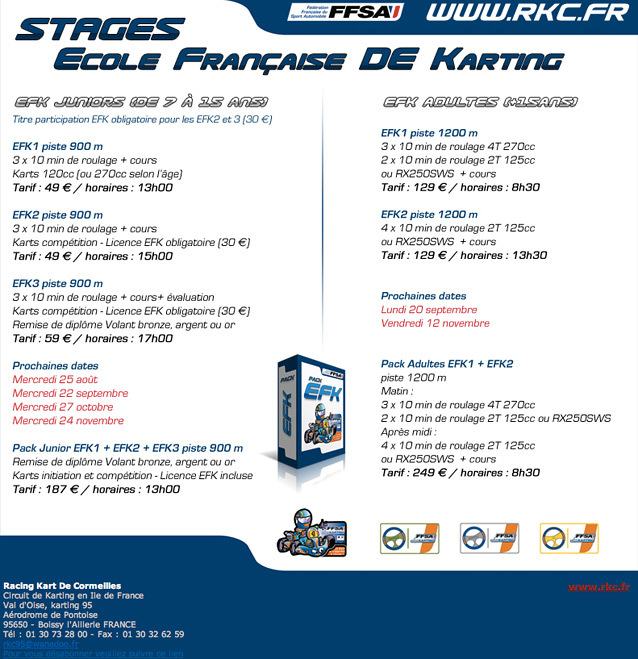 Stages Ecole Française de Karting au RKC