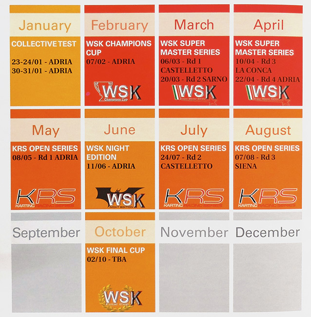 Calendrier WSK Promotion 2016