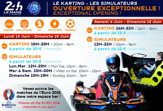 24h Le Mans 2016: ouverture exceptionnelle du karting et des simulateurs