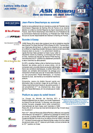 Newsletter ASK Rosny juin 2009