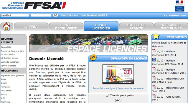 Licences FFSA 2011