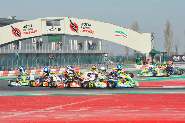 Qualifying heats at the WSK Champions Cup in Adria