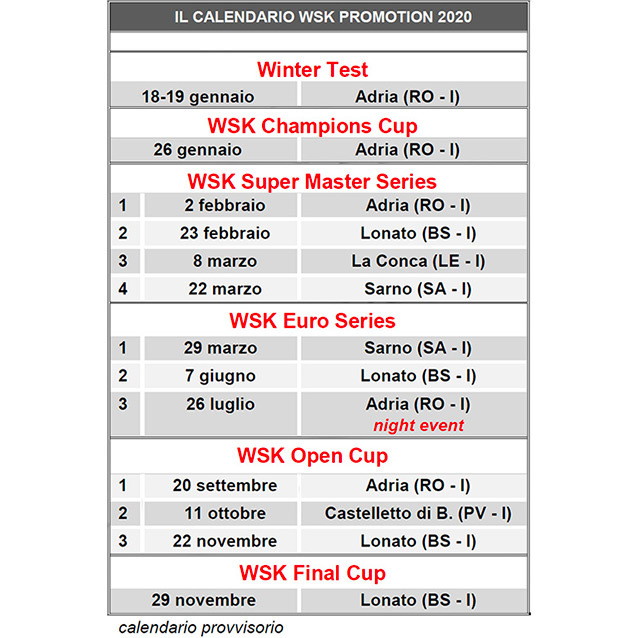 La WSK avance ses pions pour 2020