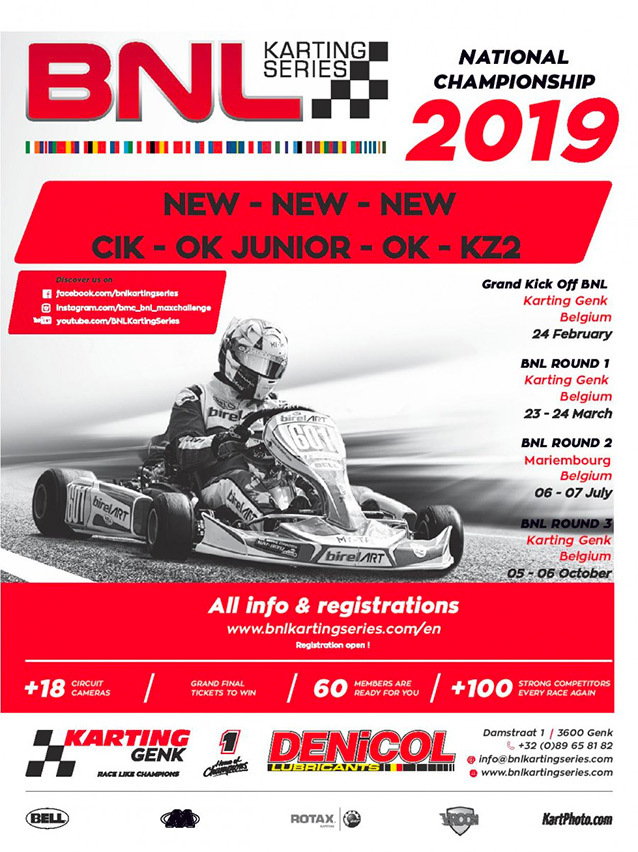 OK, OK-Junior et KZ2 dans la BNL Karting Series 2019