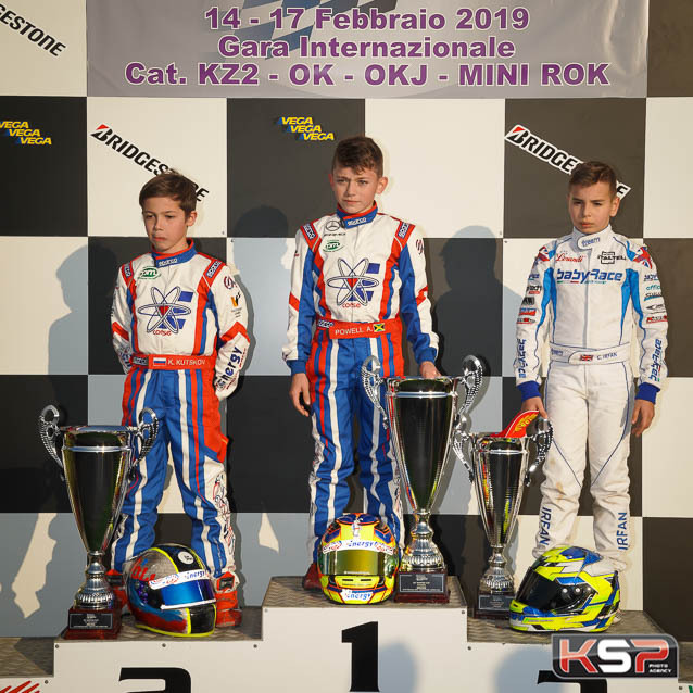 Powell au finish en Mini Rok