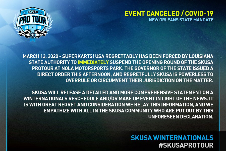 SKUSA Pro Tour : event canceled in New Orleans