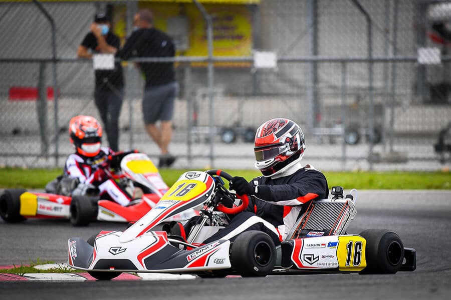 Charles Leclerc trains in karting at Lonato