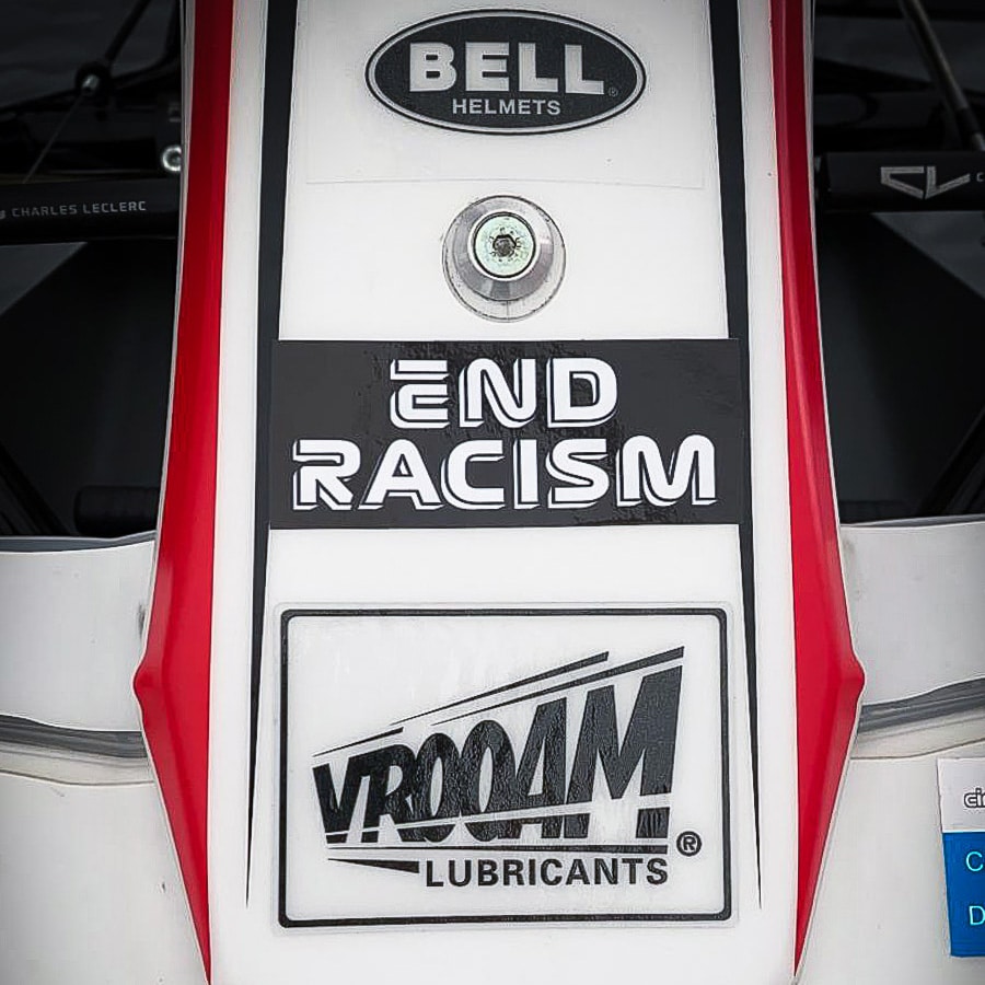 “END RACISM” appears on the official Leclerc chassis