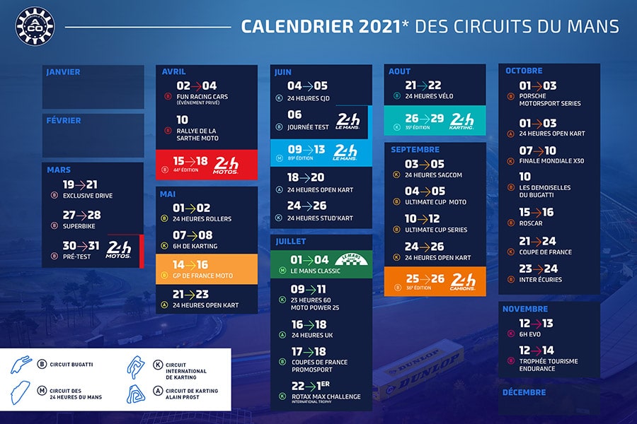 Le calendrier des circuits du Mans livre quelques informations avant l’heure