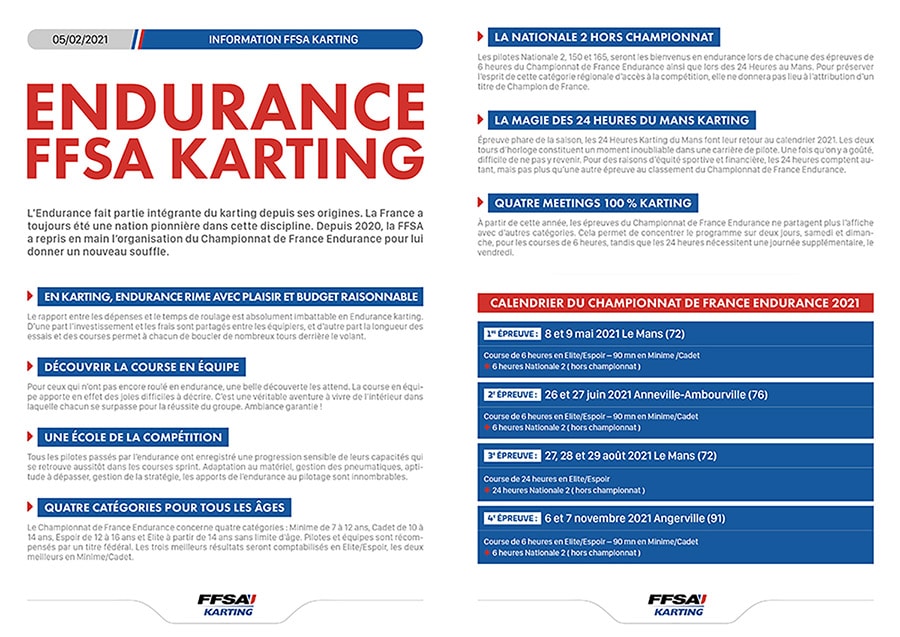 Fiche de présentation Endurance Karting 2021