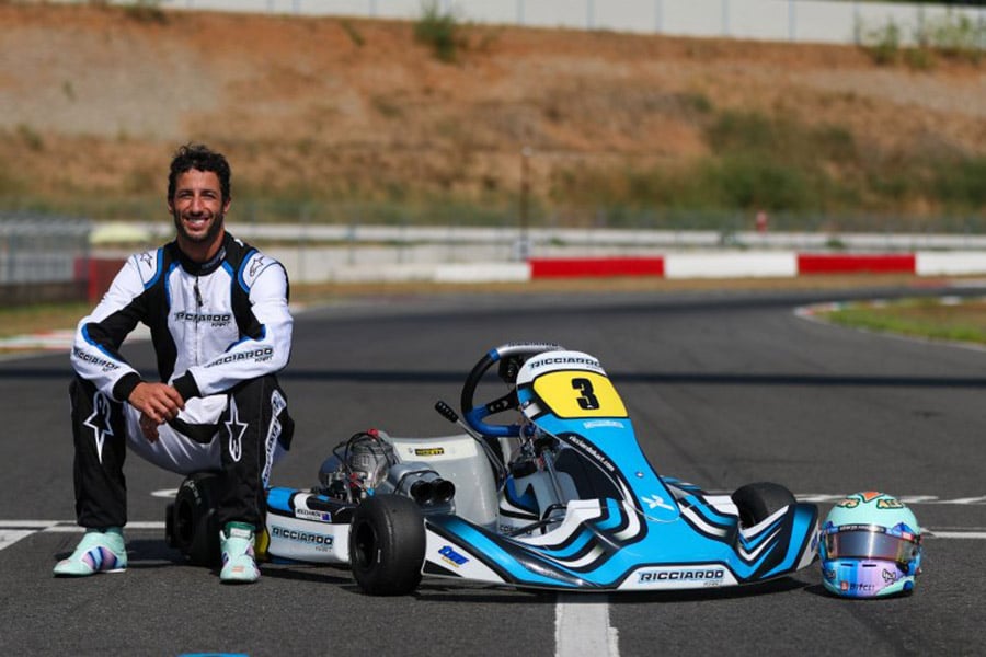 Daniel Ricciardo au volant de son kart sur le circuit de Franciacorta