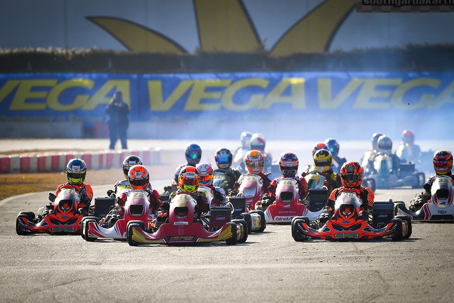 Qualifying heats at the WSK Super Master Series at Lonato