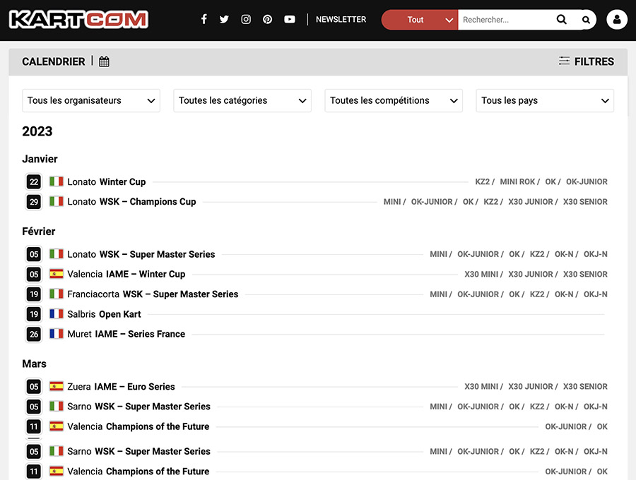 Kartcom: calendrier 2023