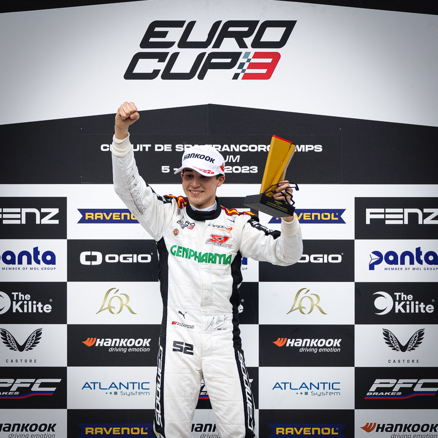 Suleiman Zanfari on the Spa podium in Formula 3 Regional