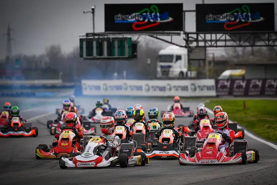 The initial heats of the WSK Super Master Series in Sarno