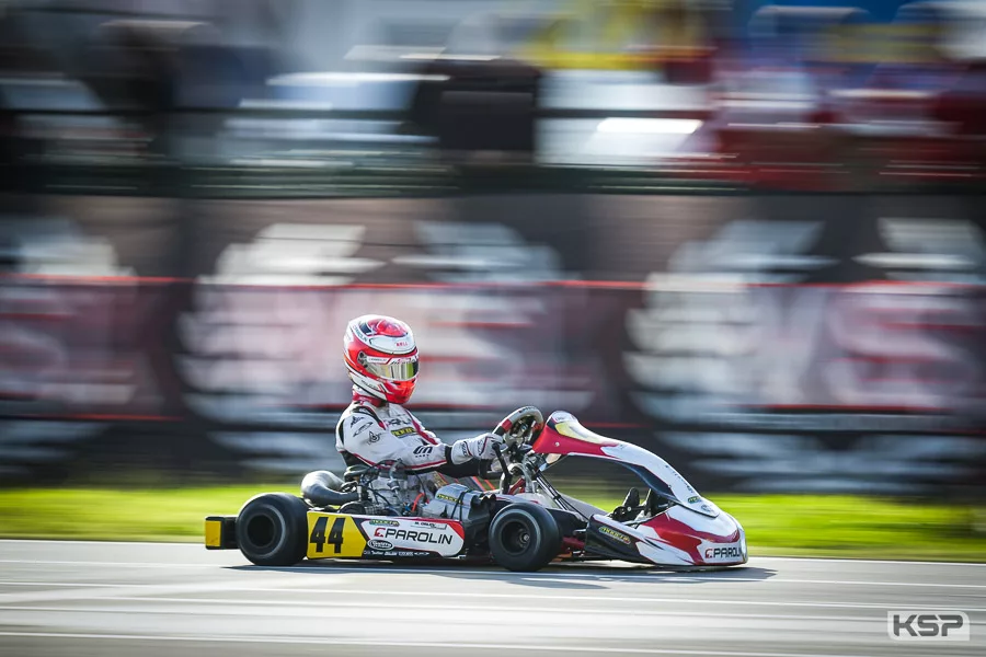 Parolin on the podium in Sarno with Modena Kart and Orlov